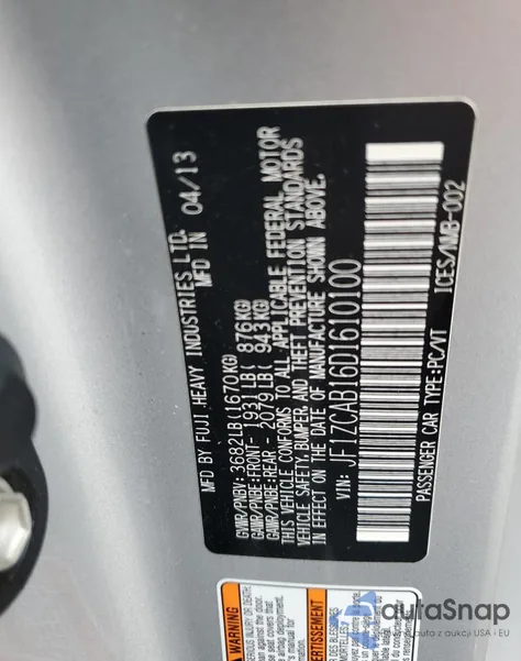 2013 Subaru Brz 2.0 Premium z USA, uszkodzony, nr VIN JF1ZCAB16D1610100